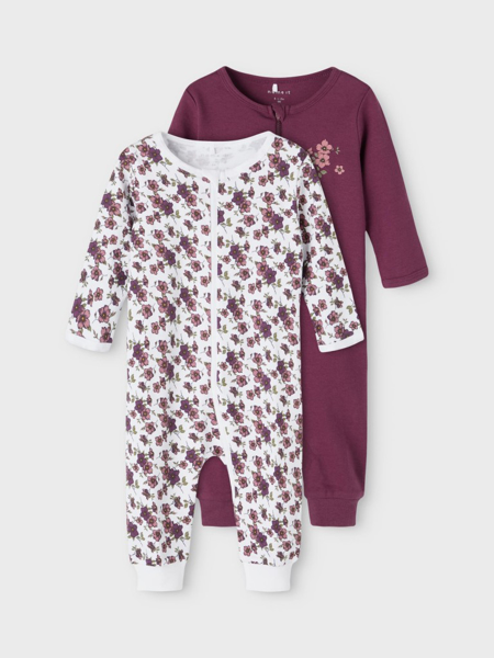 NBFNightsuit 2p Zip Prune Purple Noos