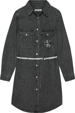 Calvin Klein Denim Ls Dress Light Grey