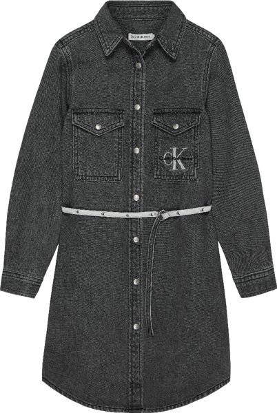 Calvin Klein Denim Ls Dress Light Grey