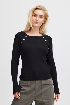 Pulz Jeans Sara Rib Button Pullover