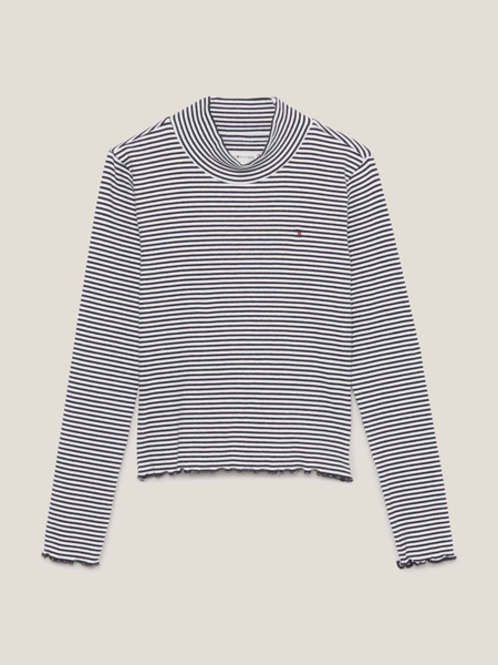 Tommy Hilfiger Stripe Mock Neck Top